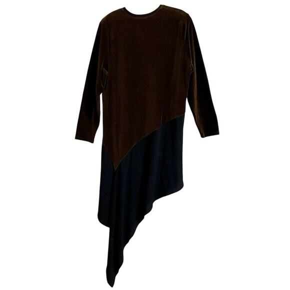 Donna Jessica Asymmetrical Oversized Tunic Top Shirt Large Brown Vintage Lagen… - Picture 2 of 8